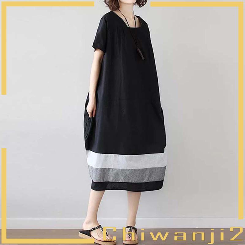 Đầm Dáng Dài Họa Tiết Kẻ Sọc Thiết Kế Nhẹ Nhàng Thanh Lịch Thời Trang Mùa Hè Cho Nữ