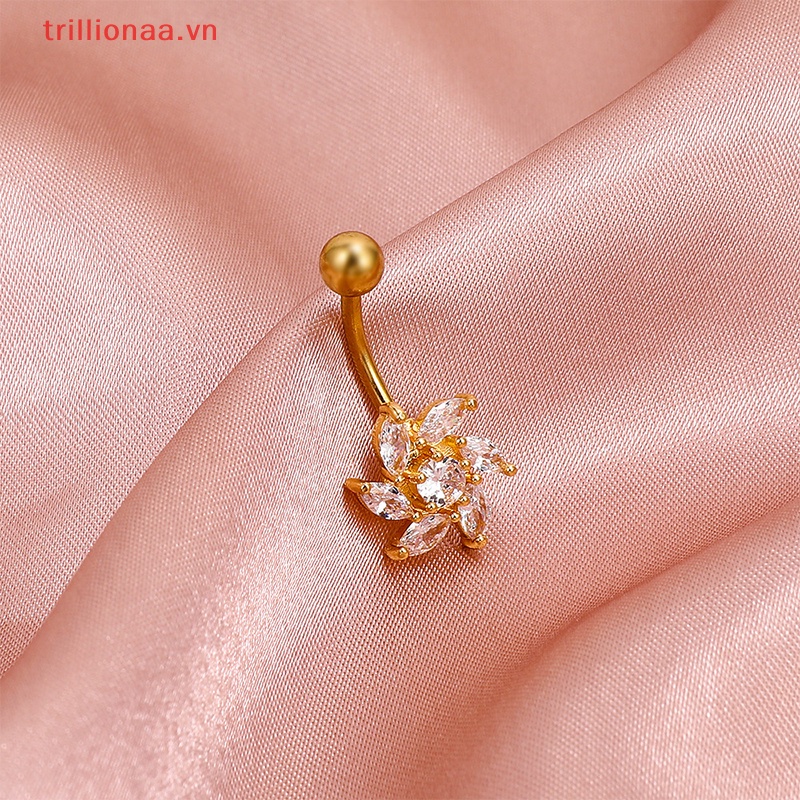 Khuyên Rốn Đính Đá Hình Hoa Thời Trang Chất Lượng Cao