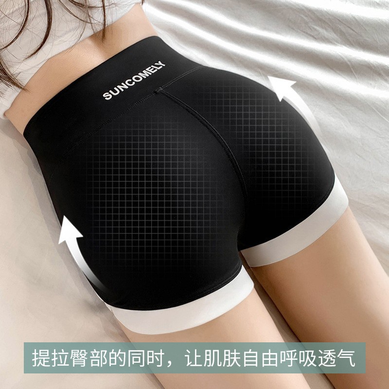 Quần Short Legging Ba Điểm Không Có Đường Viền Cá Mập Mỏng Tương Phản Mùa Hè Dành Cho Nữ Mặc Quần An Toàn Eo Cao Búp Bê Barbie