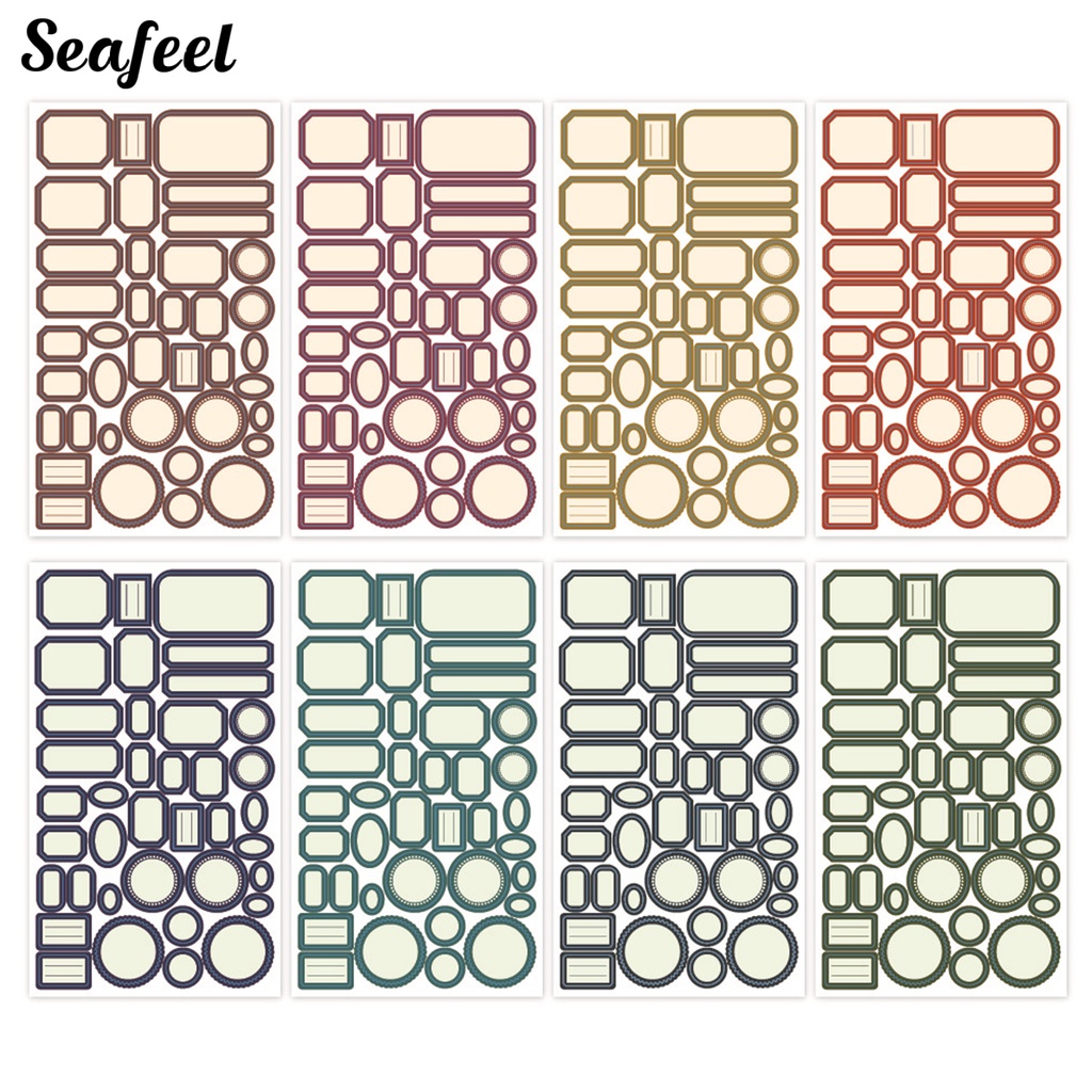 Set 8 Tờ Nhãn Dán Tự Dính Họa Tiết Vintage Trang Trí Sổ Tay / Nhật Ký DIY