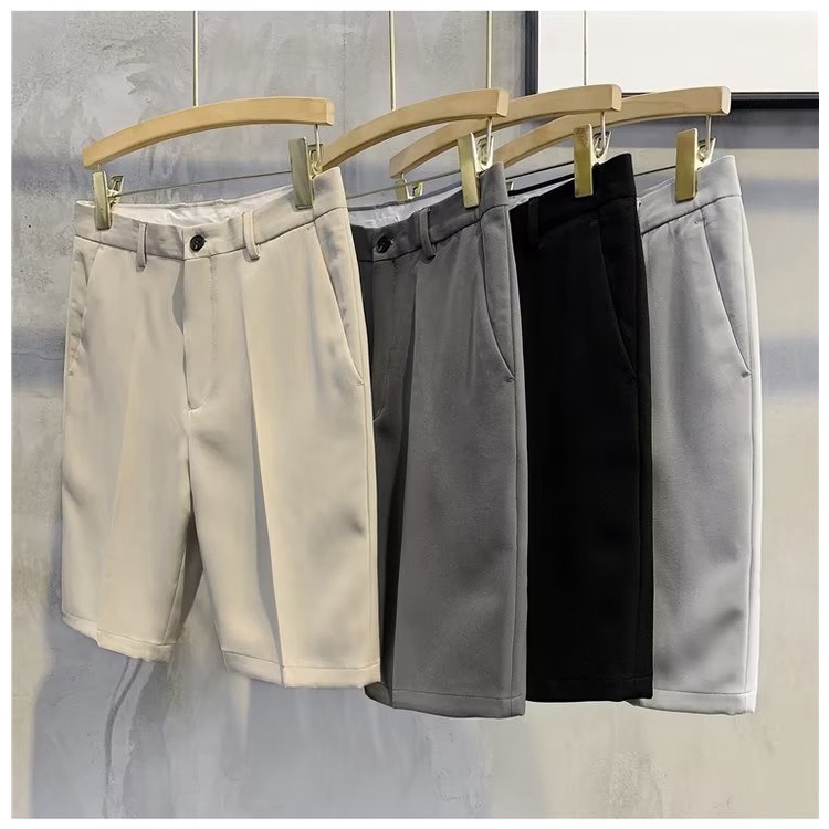 Quần Short Màu Trơn Không Sắt Dáng Ôm Phong Cách Sang Trọng Thời Trang Cho Nam