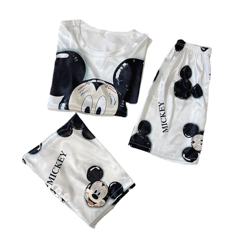 Bộ Đồ Ngủ Ngắn Tay Họa Tiết Hoạt Hình Mickey Đáng Yêu
