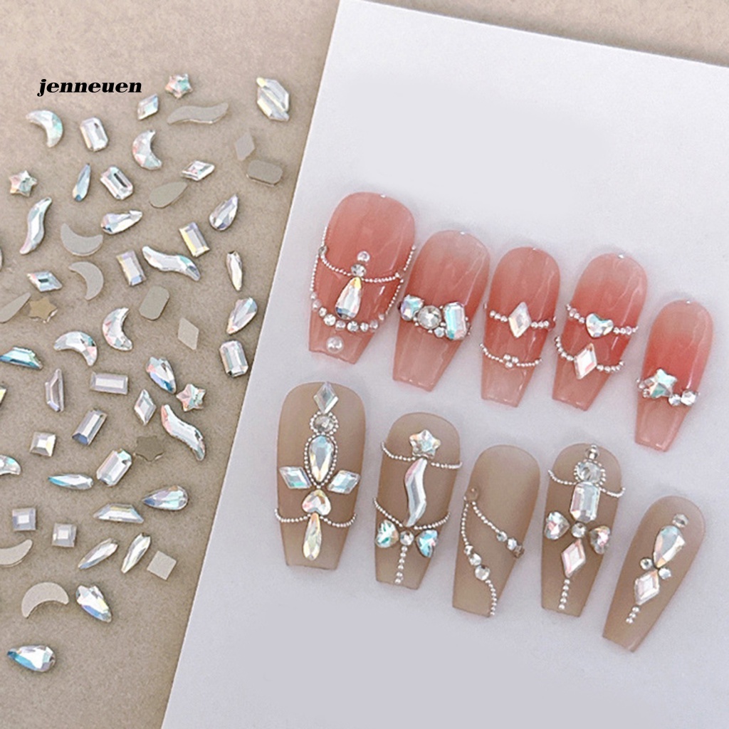 Túi 100 Hạt Cườm Đá Nhiều Hình Dạng Trang Trí Móng Tay Lưng