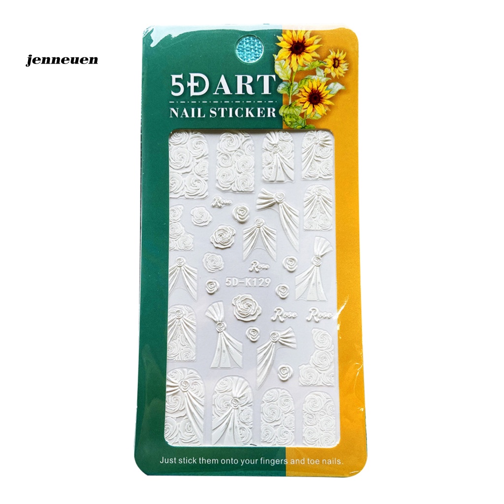 Miếng Dán Trang Trí Móng Tay Họa Tiết Hoa Hồng Trắng Xinh Xắn