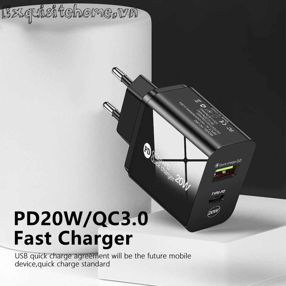 Cốc Sạc 20W Siêu Nhẹ Gắn Tường Tiện Dụng Cho Huawei Xiaomi Samsung