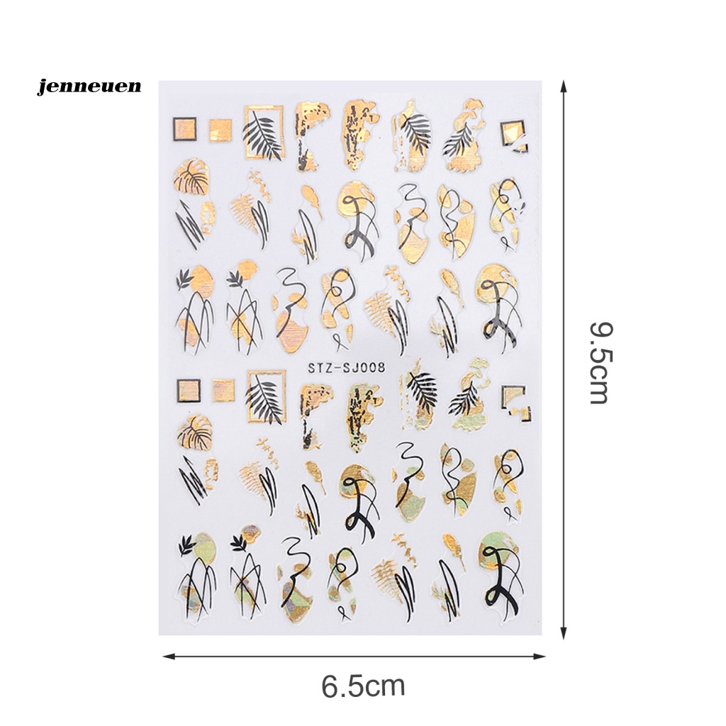 Set 2 Nhãn Dán Trang Trí Móng Tay Họa Tiết Hoa Lá Màu Đen Thời Trang Cho Nữ