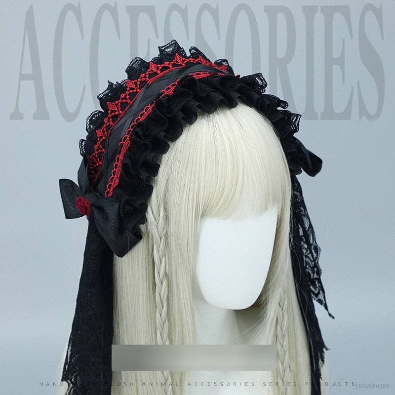 Băng Đô Nơ Tai Mèo Phối Ren Phong Cách Gothic Lolita Gợi Cảm Cho Nữ