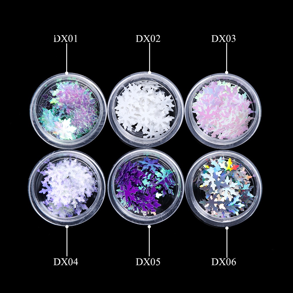 Set 6 Hộp Phụ Kiện Bông Tuyết 3D Trang Trí Móng Tay