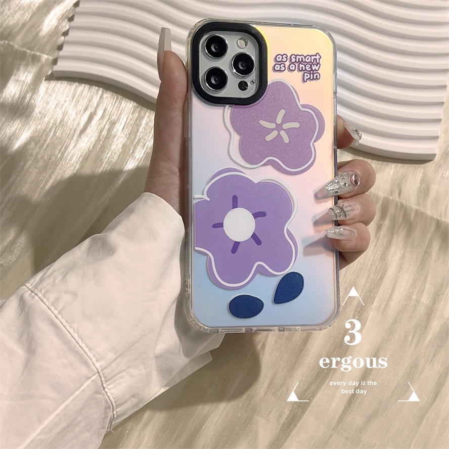 Ốp Điện Thoại Silicon Mềm Chống Sốc Họa Tiết Hoa Màu Laser Cho iPhone 14 13 12 11 Pro Max SE2020 X Xr Xs Max 8 7 Plus