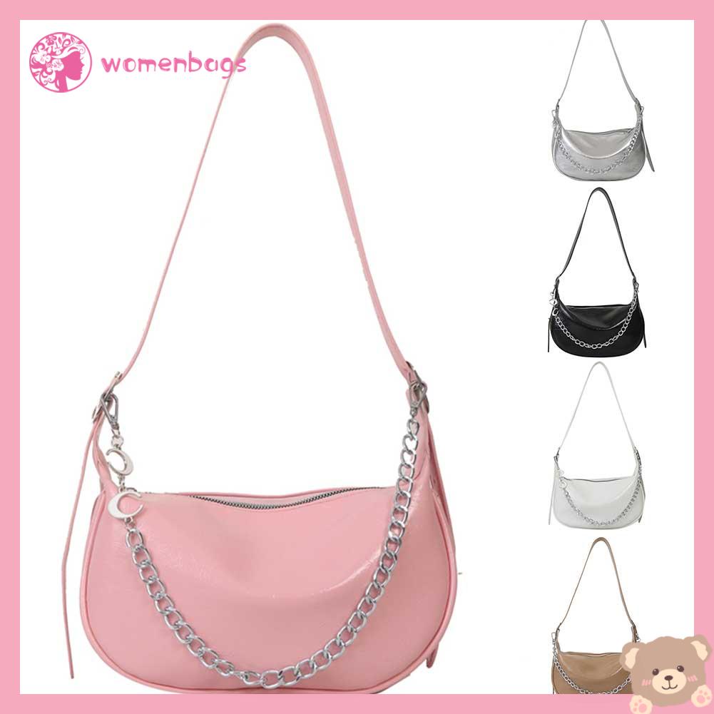 Túi Đeo Vai / Kẹp Nách Bằng Da PU Màu Trơn Có Khóa Kéo Tùy Chỉnh Thời Trang Cho Nữ