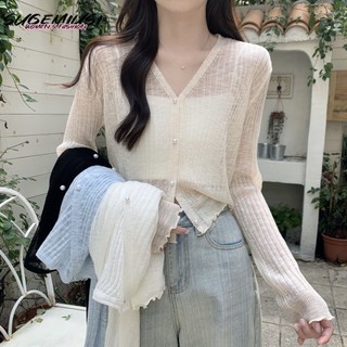 Sugemiusi Áo Khoác Cardigan Chống Nắng Dáng Rộng Mỏng Bằng Lụa Dệt Kim Dành Cho Nữ