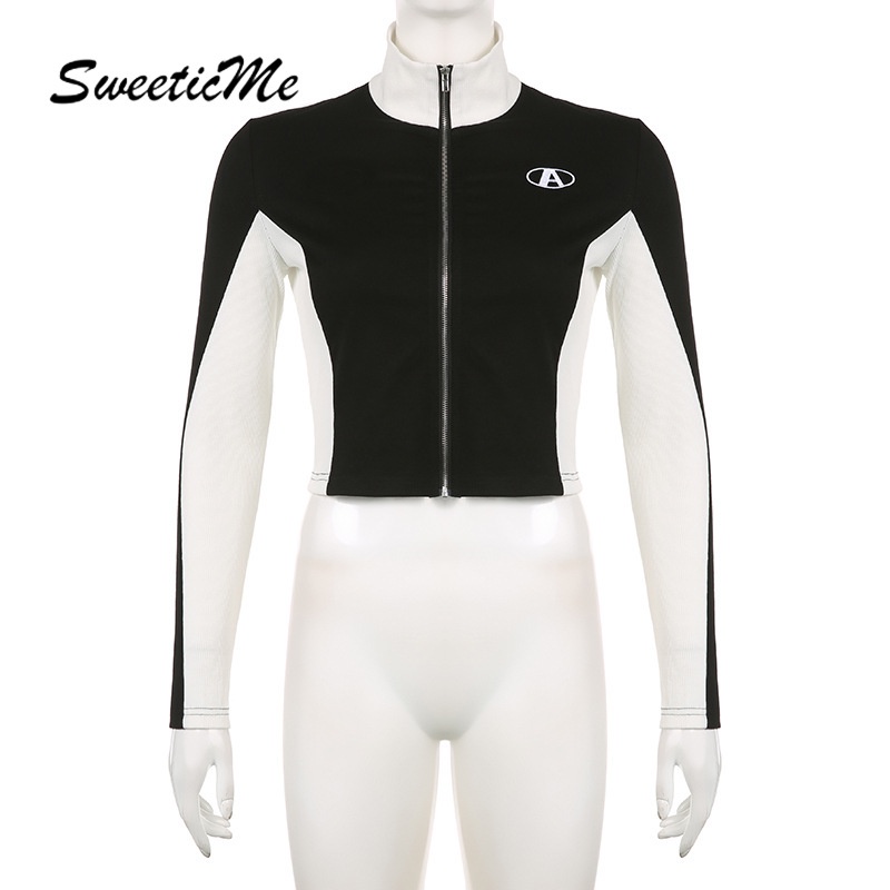 Áo Khoác Tay Dài Cổ Lọ Có Khóa Kéo Thời Trang Đường Phố Mới 2023 Dành Cho Bạn Nữ