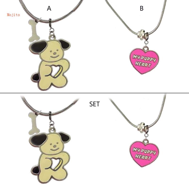 Mojito Vòng Cổ Choker Hợp Kim Mặt Hình Trái Tim Và Chú Chó Lãng Mạn Thời Trang BFFs