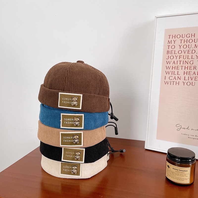 Mũ Beanie Vải Nhung Họa Tiết Hoạt Hình 3D Phong Cách Hàn Quốc Cho Bé