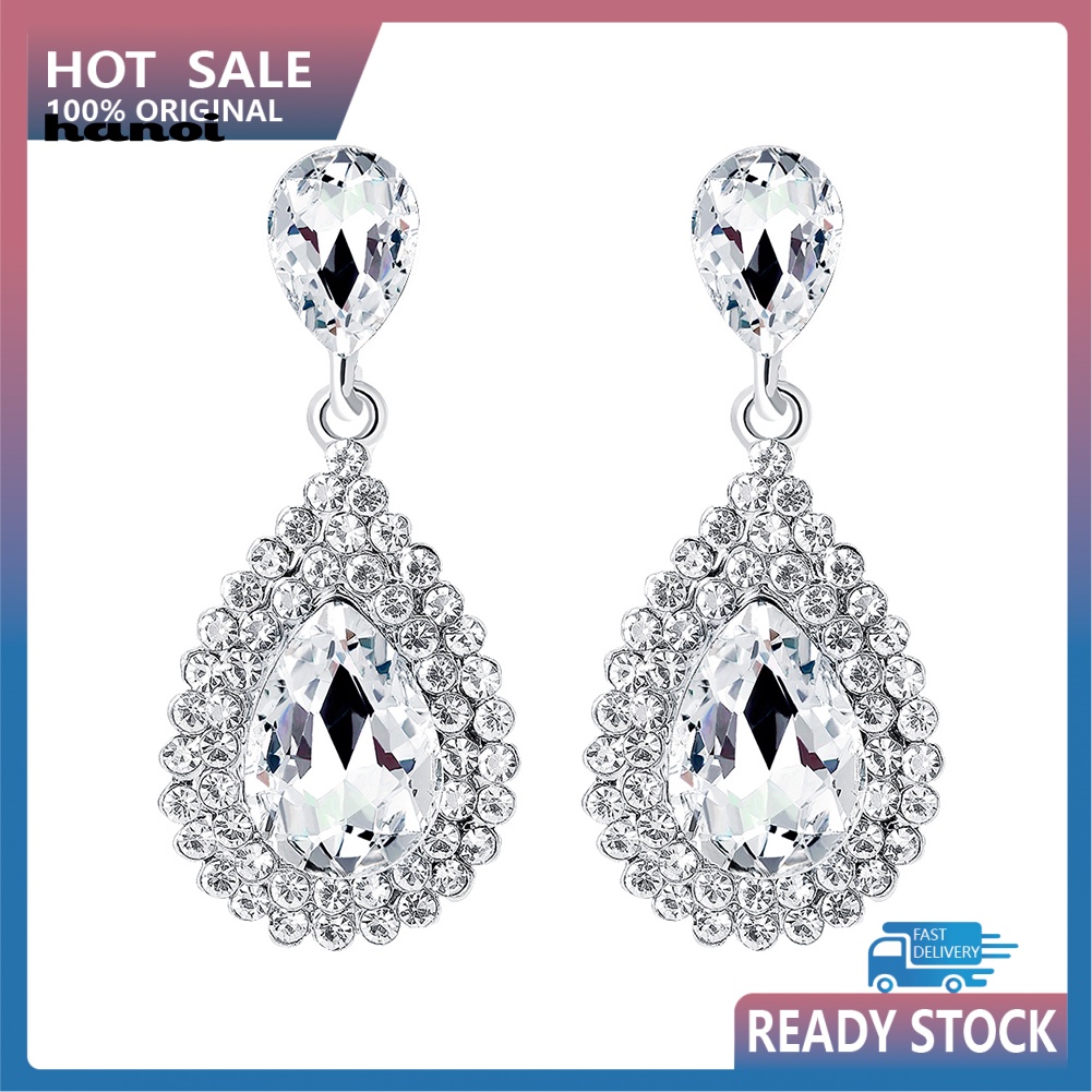 Bông Tai Hình Giọt Nước Đính Đá Thời Trang