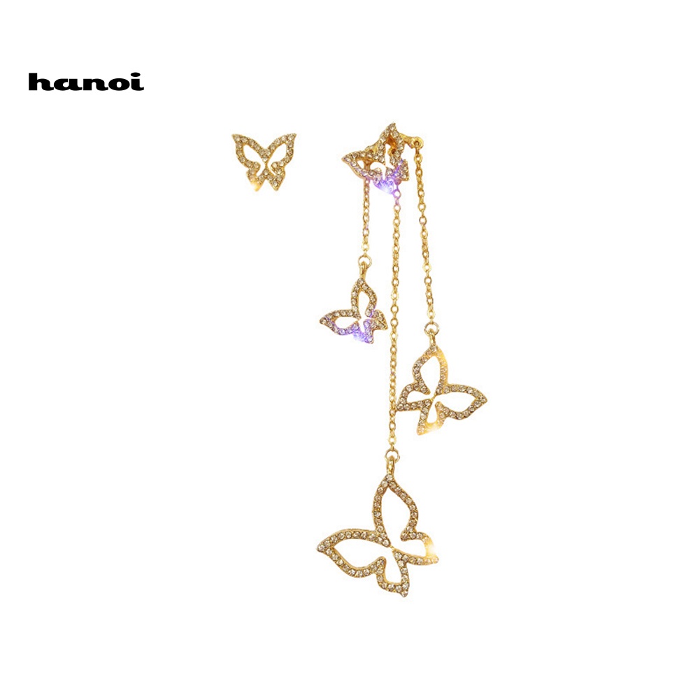 Đôi Khuyên Tai Dài Hình Bướm Và Trái Tim Đính Đá Thời Trang Cho Nữ