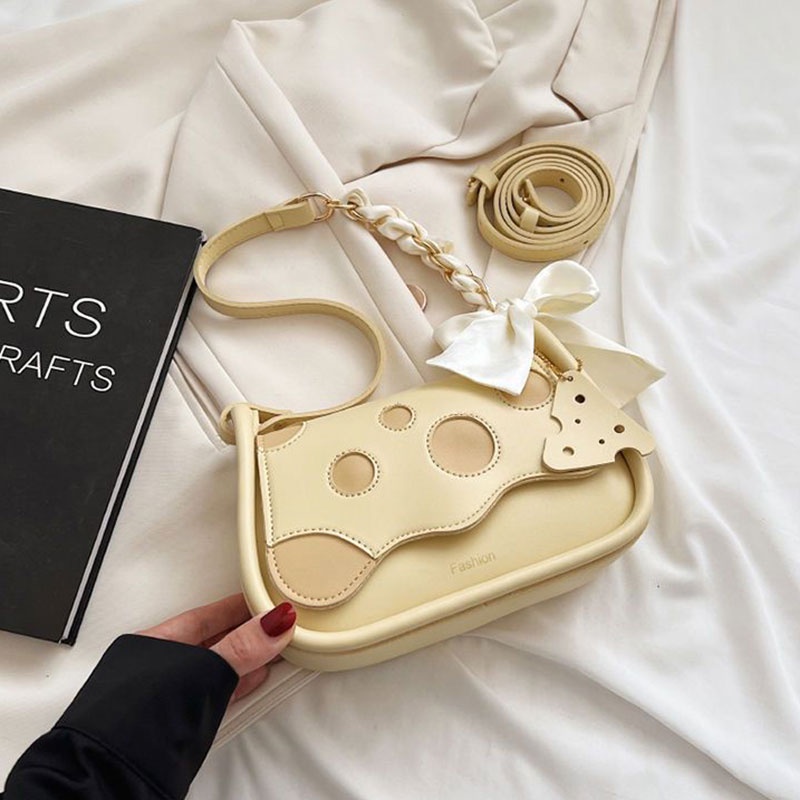 BEIBAOBAO Túi Đeo Vai Hình Vuông Cỡ Nhỏ Họa Tiết Bướm Phô Mai Dễ Thương Thời Trang Cho Nữ