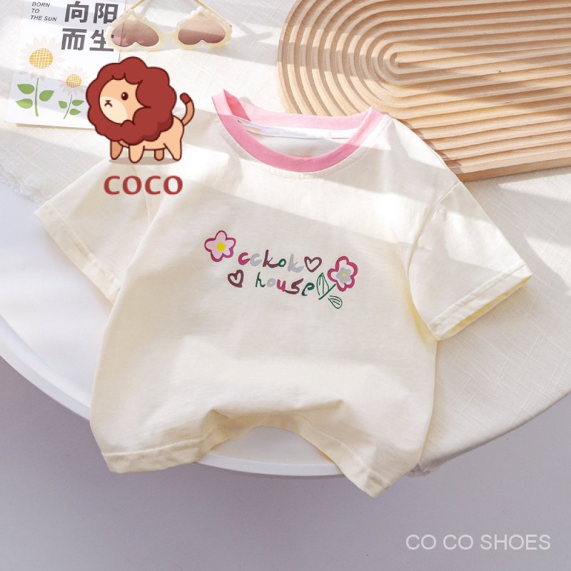 Áo Thun Tay Ngắn In Hình Hoa Nhỏ Thời Trang Mùa Hè Phong Cách Mới Cho Bé Gái