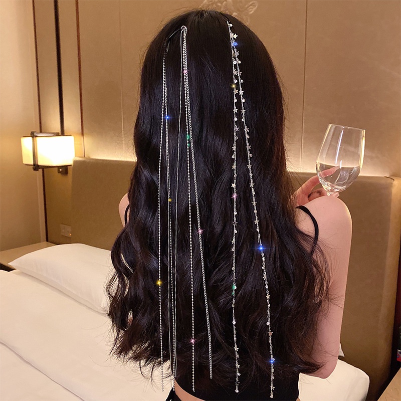 Kẹp Tóc Trang Trí Hình Hoa & Bướm Bằng Dây Xích Đính Đá