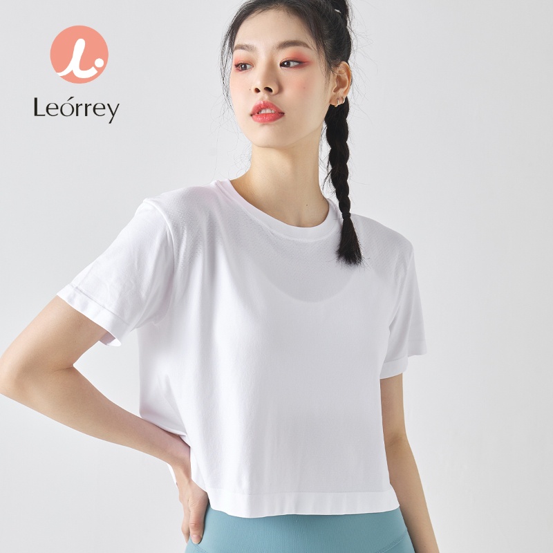 Leorrey Áo Thể Thao Áo Thun Thể Thao Áo Tập Thể Dục Yoga Cánh Hoa Rỗng Thoáng Khí Và Thấm Mồ Hôi Áo Thun Ngắn Tay Áo Nỉ