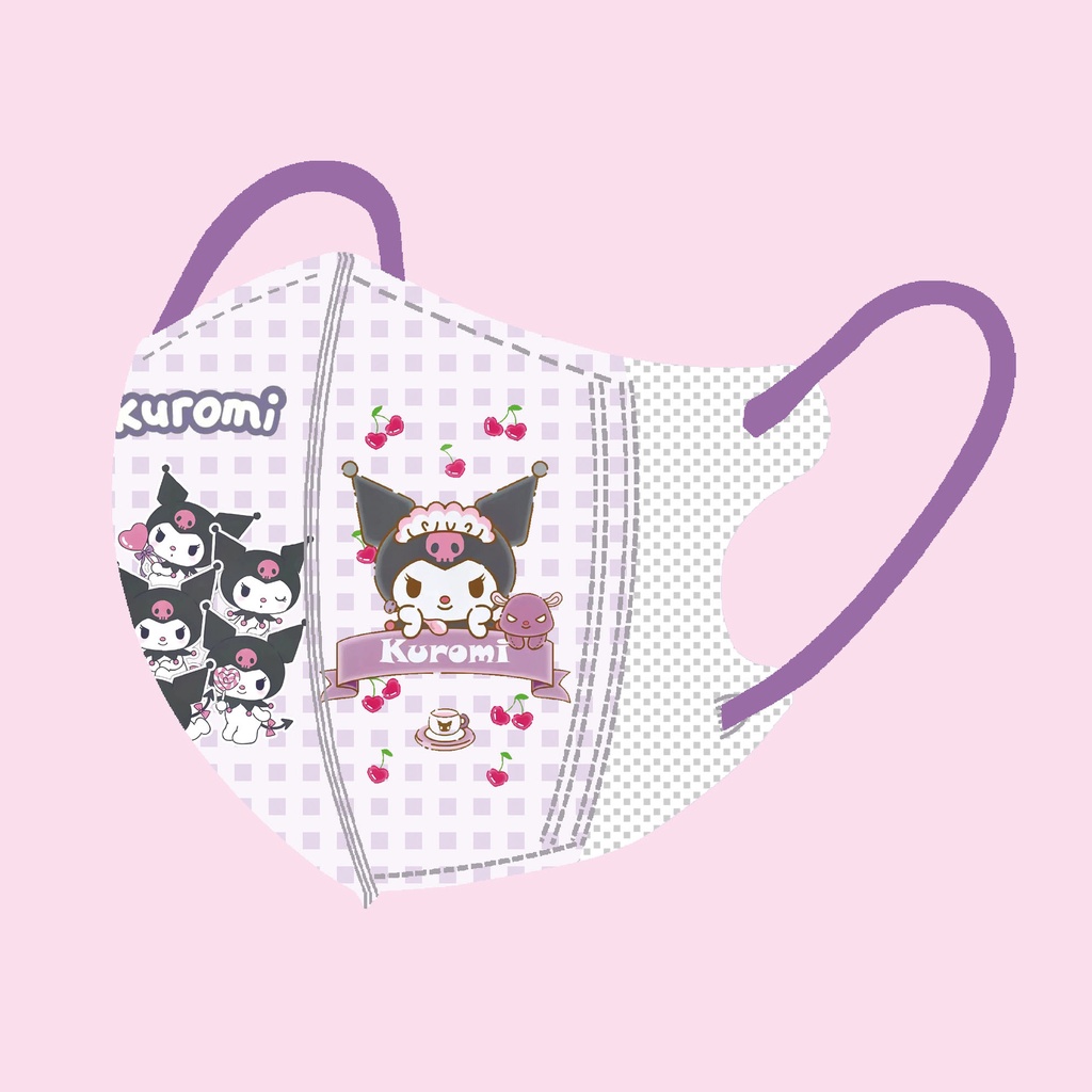 SANRIO Bộ 10 / 30 Khẩu Trang Chống Bụi In Hoạt Hình Kuromi 3D Dành Cho Trẻ H0277