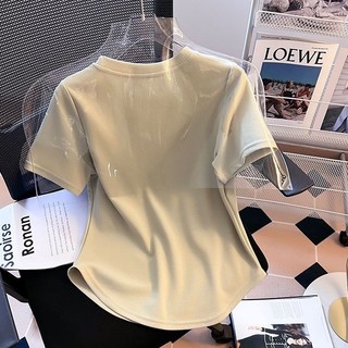 Thư nữ t-shirt chain irregular solid color t-shirt