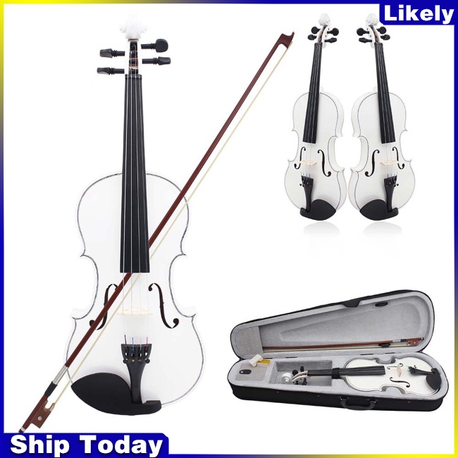 Đàn Violin Bằng Gỗ Trơn Kích Thước 4 / 4 Kèm Hộp Đựng Tiện Lợi Dành Cho Người Mới Bắt Đầu