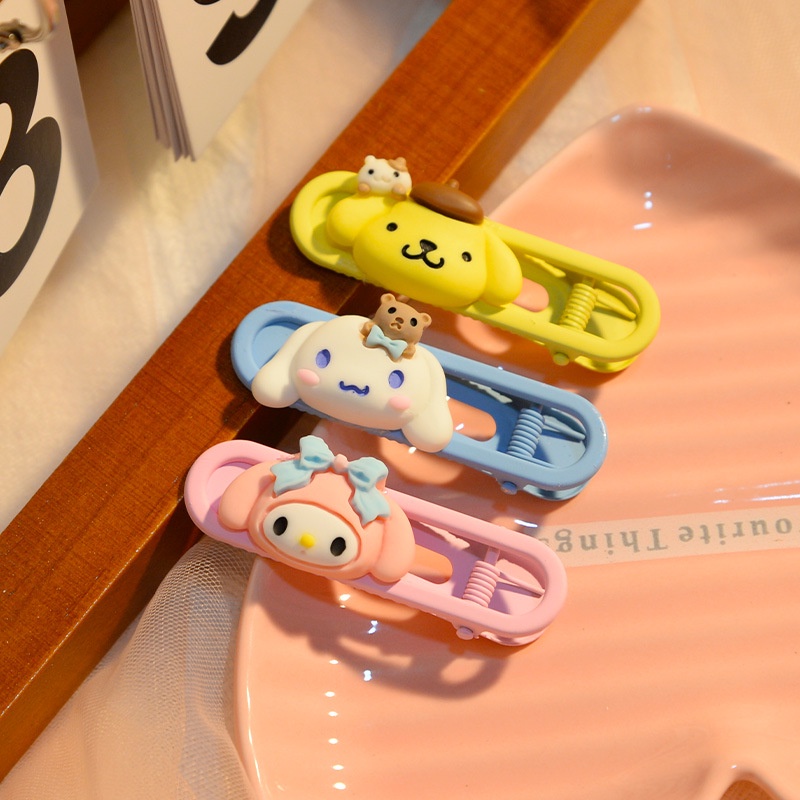 2 cái / bộ kẹp tóc sanrio dễ thương kuromi cinnamoroll kim loại bên tóc kẹp cho trẻ em h0026