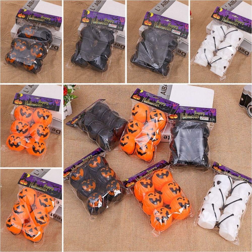 Bộ 6 Xô Đựng Kẹo Bằng Nhựa Mini Hình Quả Bí Ngô Halloween