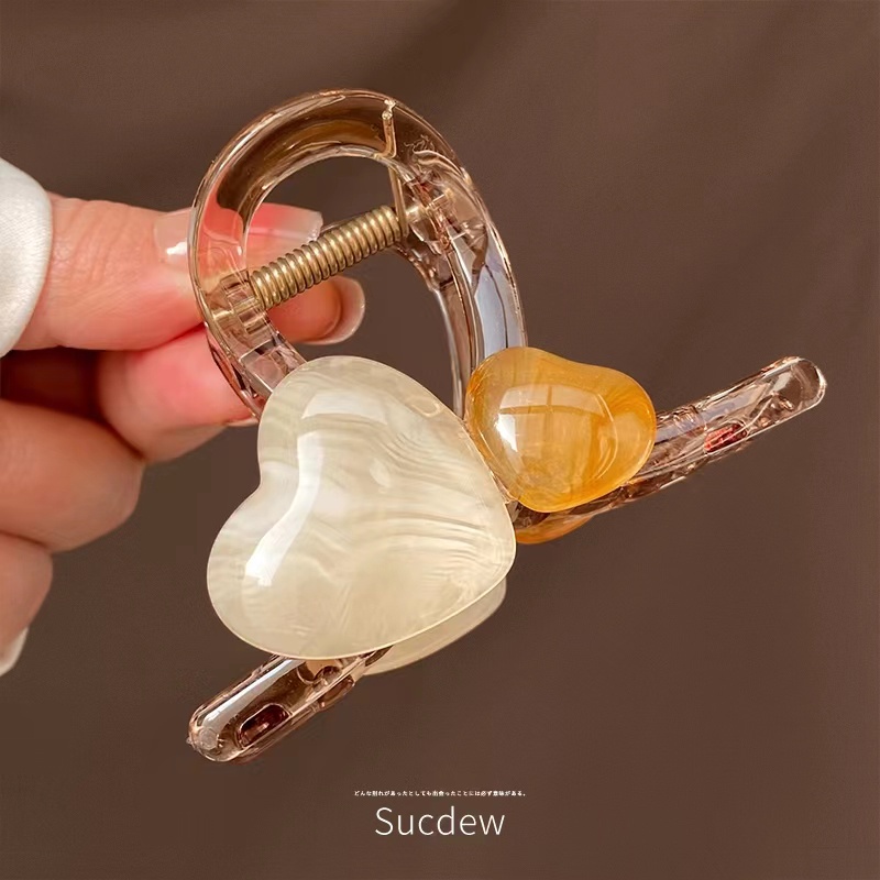 Kẹp Tóc Hình Trái Tim Màu Thạch Phong Cách Hàn Quốc Thời Trang Mùa Hè Cho Nữ