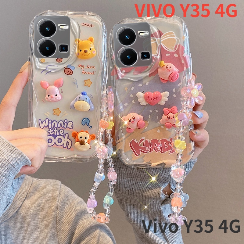 Ốp Điện Thoại Gợn Sóng Hoạt Hình Có Dây Đeo Cho Vivo Y35 4G Y35 5G