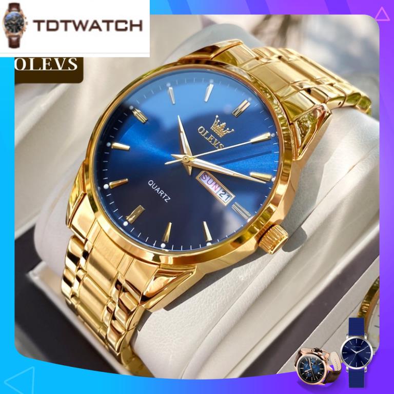 Đồng hồ quartz OLEVS 6898G dây thép không gỉ dạ quang chống vô nước chính hãng cho nam