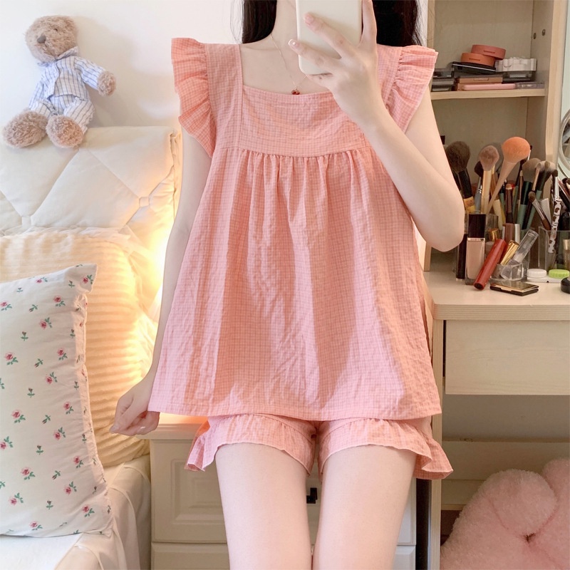 Bộ Đồ Ngủ Bằng Cotton Nguyên Chất Phong Cách Công Chúa Mùa Hè Mới 2023 4O0F