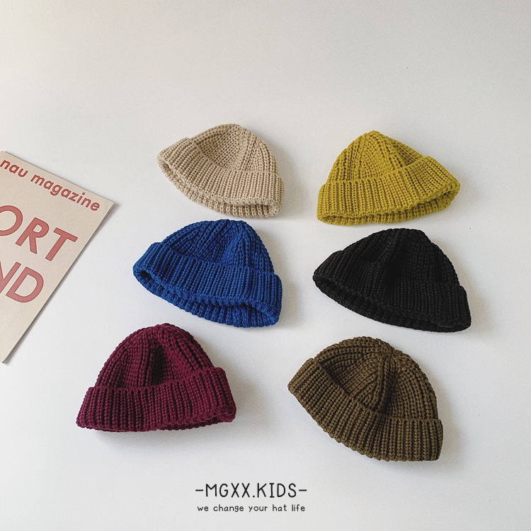 Mũ beanie Trùm Đầu Màu Sắc Đơn Giản Giữ Ấm Mùa Đông Phong Cách Hàn Quốc Cho Bé