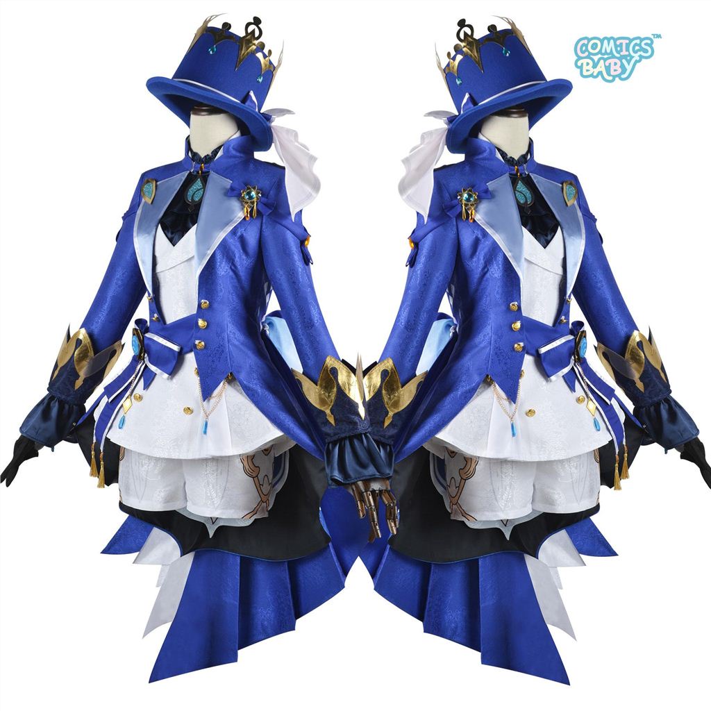 Genshin Impact Fontaine furina Focalors Cosplay Costume Plus Size New Character Dressing Anime Show Clothing Full Set With Hat Patterned Fabrics Uniform Wig