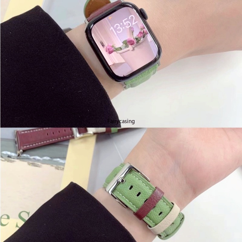 Dây Đeo Đồng Hồ Bằng Da Cừu Hai Màu Kích Thước 49mm 45mm 41mm 44mm 40mm 42mm 38mm Cho iWatch Series 8 7 6 4 3 Se
