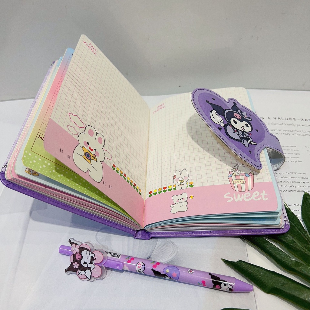 ⚡VẬN CHUYỂN NHANH⚡⚡ 100 Trang Anime Sanrios Cinnamoroll Notebook My Melody Kuromi Girl Girl Cartoon Cartoon Khóa Sổ Cái Nhật Ký Hộp Quà Tặng Văn Phòng