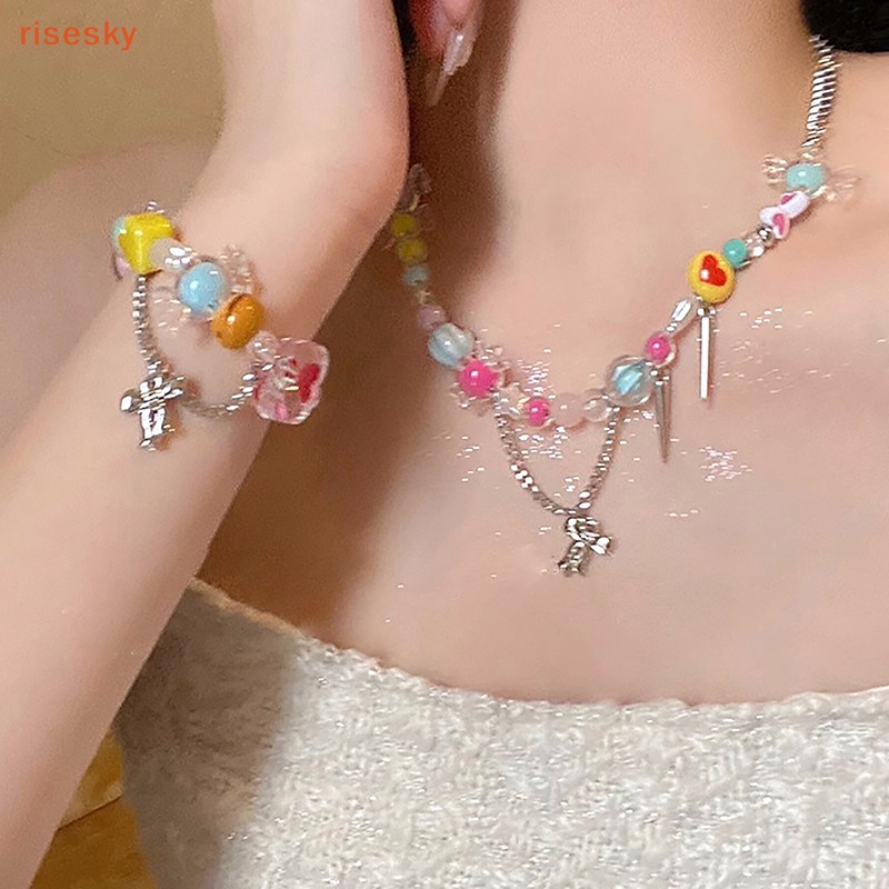 Dây Chuyền / Vòng Tay Mặt Nơ Tua Rua Nhiều Màu Sắc Thời Trang Cho Nữ