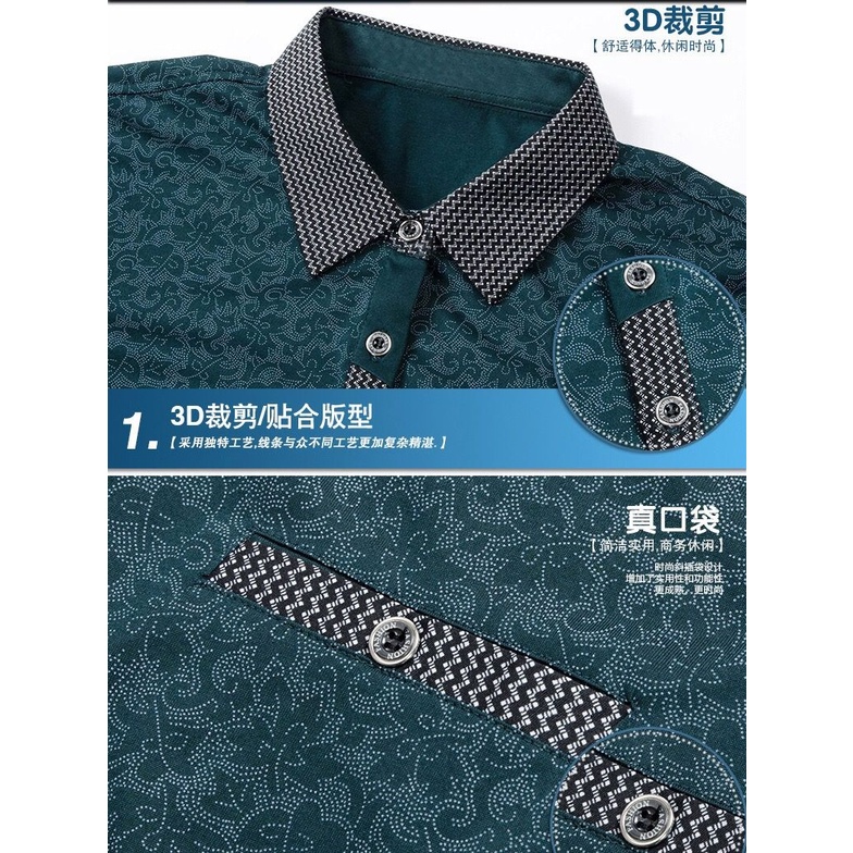 Áo Thun Polo Vải Lụa Lạnh Dáng Rộng In Họa Tiết Có Túi Thời Trang Mùa Hè Cho Nam Trung Niên