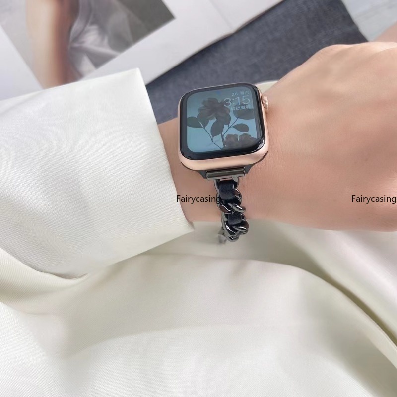 Dây Đồng Hồ Đeo Tay Thời Trang Bằng Da Mềm 49mm 45mm 44mm 42mm 41mm 38mm 40mm iWatch Series 8 7 / 6 / 5 / 4 / 3