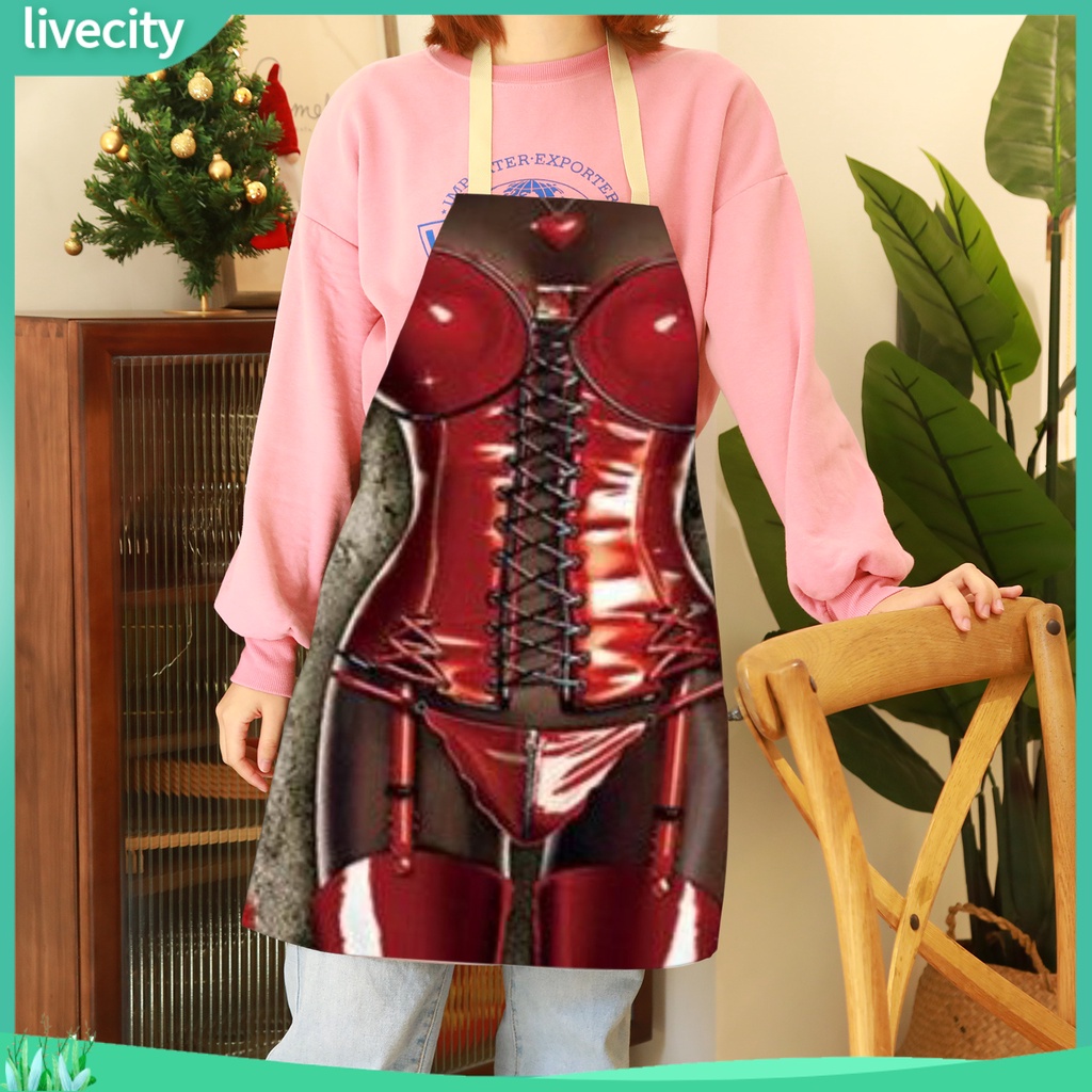 Tạp dề nấu ăn không tay che phủ lớn lanh sexy bikini in đầu bếp yếm dài đồ dùng gia đình