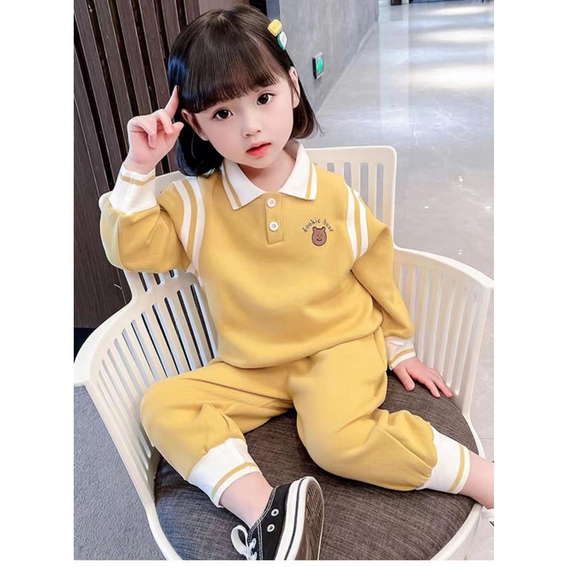 Bộ Áo Sơ Mi Dài Tay Kèm Quần Dài Phong Cách Phương Tây Thời Trang Xuân Thu Cho Bé Gái 90-140CM