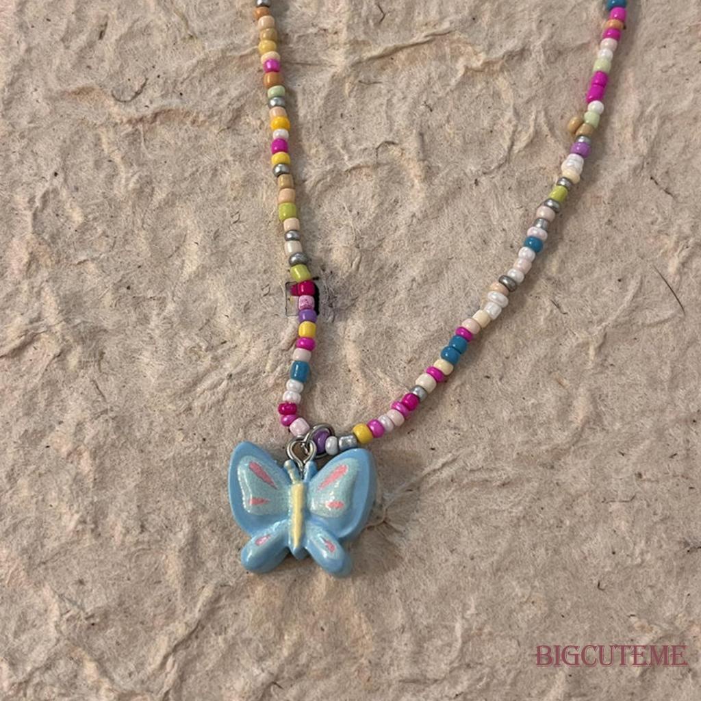 Vòng cổ Chuỗi Hạt Mặt Hình Bướm Nhiều Màu Sắc Cho Búp Bê Barbie
