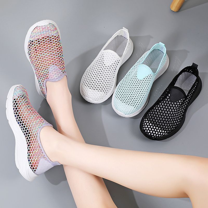 Ready stock new women's sneakers sport shoes breathable mesh anti-slip shoes