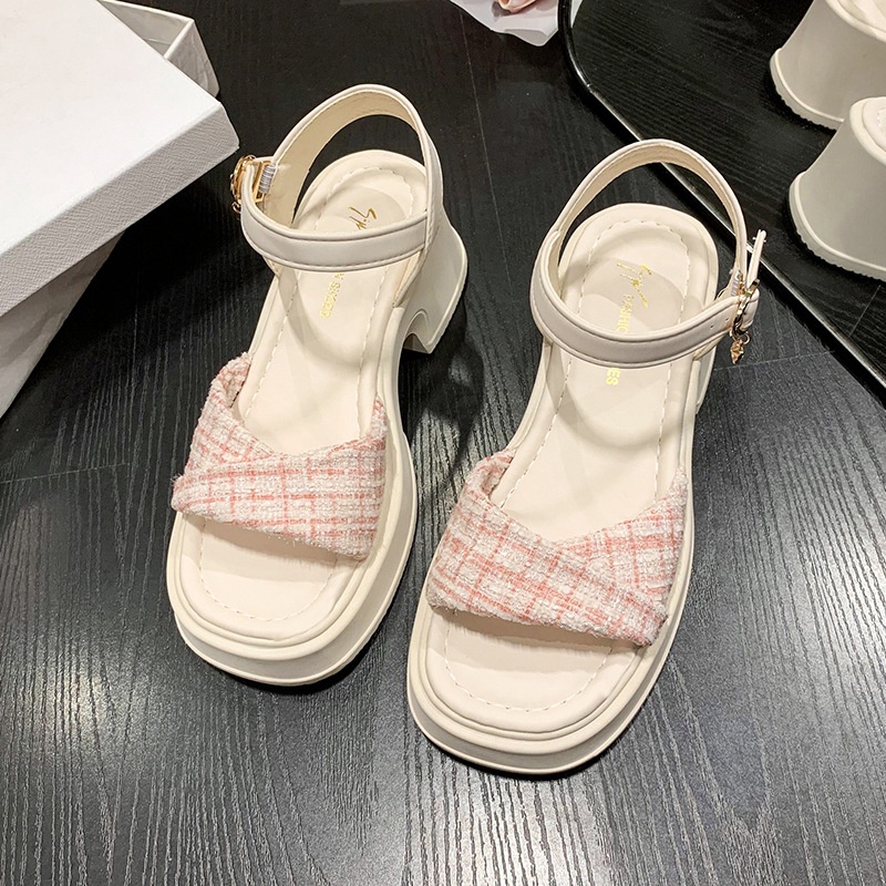 KaBaiQi Dép bánh mì guốc dép sandal nữ Màu Sắc Đơn Giản Thoải Mái Cao Gót Chống Trơn Trượt dép đế xuồng 33ZHDLX080402