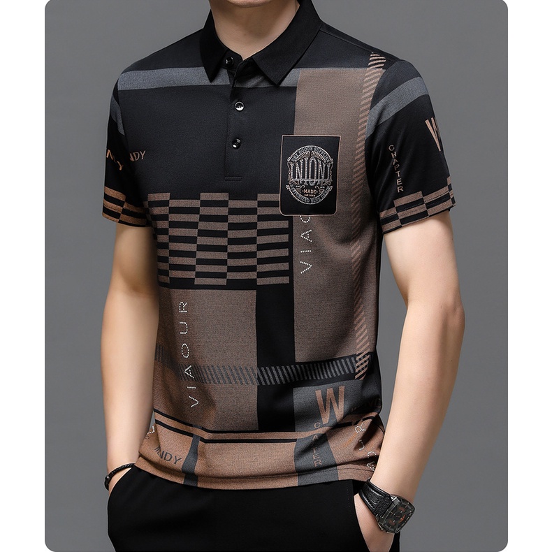 Áo Thun POLO Tay Ngắn Dáng Rộng Chất Liệu Cotton Mỏng Thoáng Khí Thời Trang Cho Nam