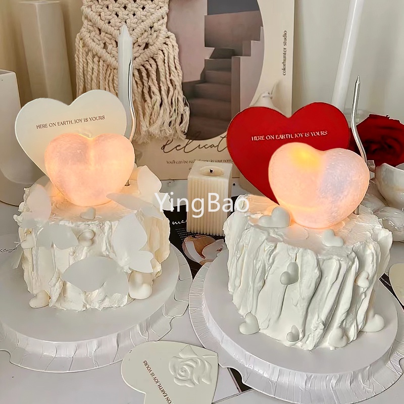 Tình yêu hình trái tim đèn led bánh trên cùng ngày lễ tình nhân kỷ niệm bánh cupcake trang trí sinh nhật trang trí bánh cưới