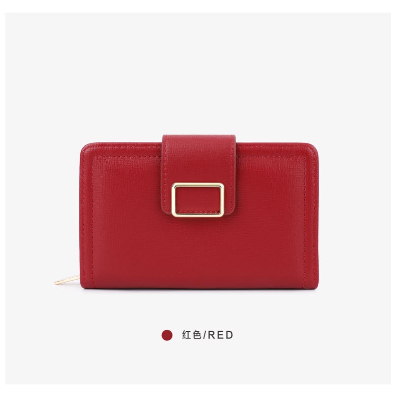 Terion Ví Ngắn Bằng Da pu Màu Trơn Đa Năng Phong Cách Hàn Quốc Cho Nữ