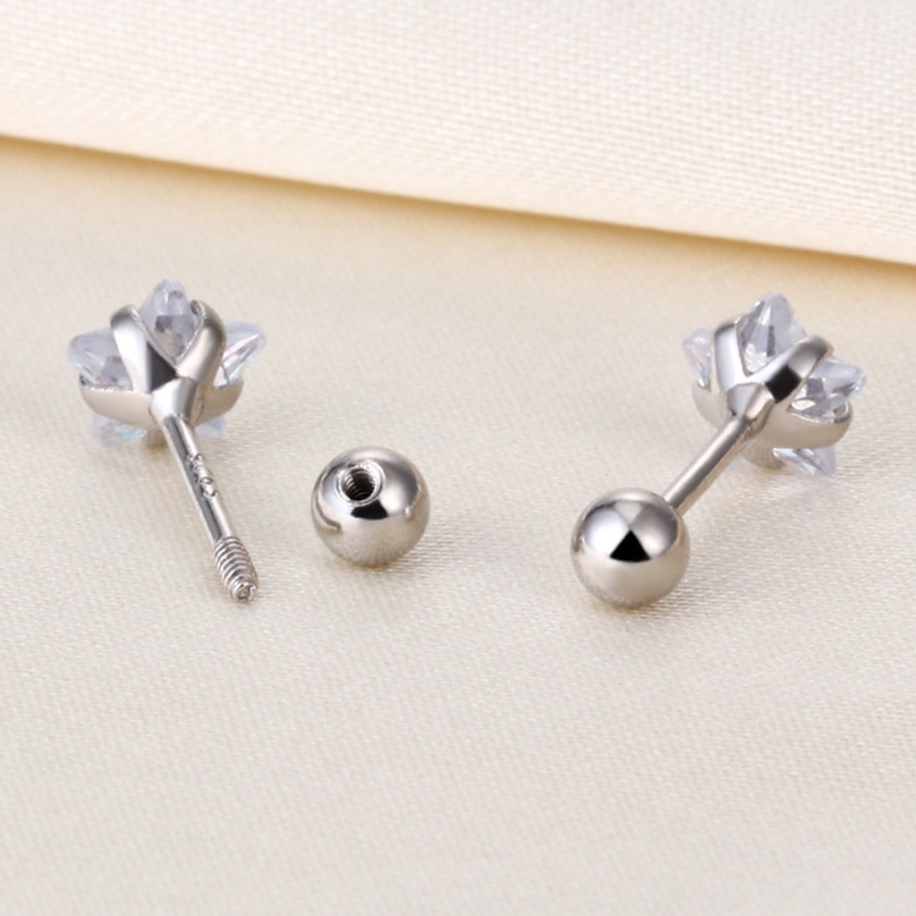 1 cặp màu thạch thời trang tinh tế phụ nữ rực rỡ bông tai ngôi sao sáng bóng pha lê zircon y2k đinh tán tai bằng thép titan