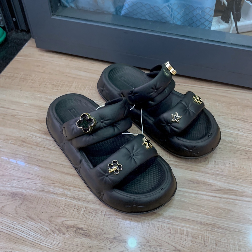 Dép sandal bánh mì 2 quai ngang đế cao 3,5cm chất EVA siêu nhẹ êm chân đi mưa đi biển NEW 2023 - iDÉP GL026